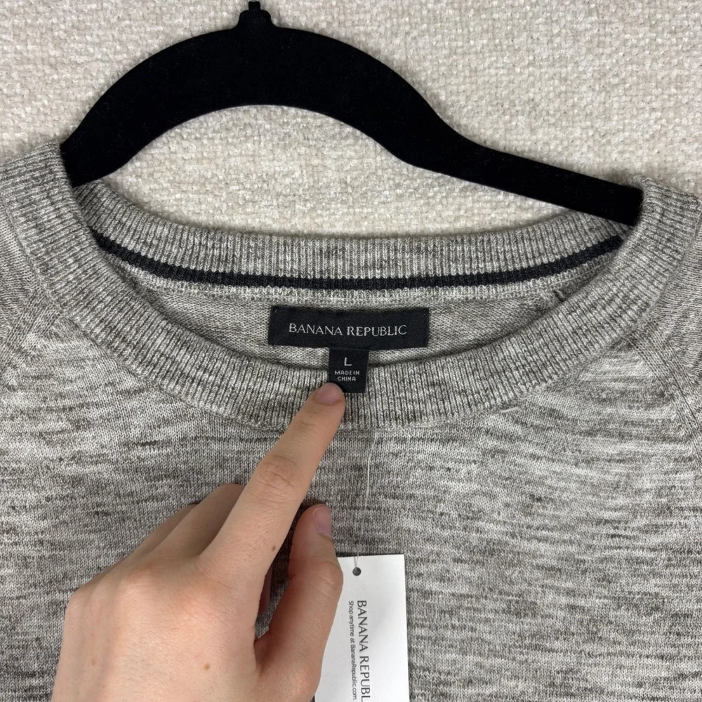 NWT Banana Republic Mens Gray Space Dye Crew Neck Sweater Large Office Casual